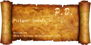 Pulger Donát névjegykártya